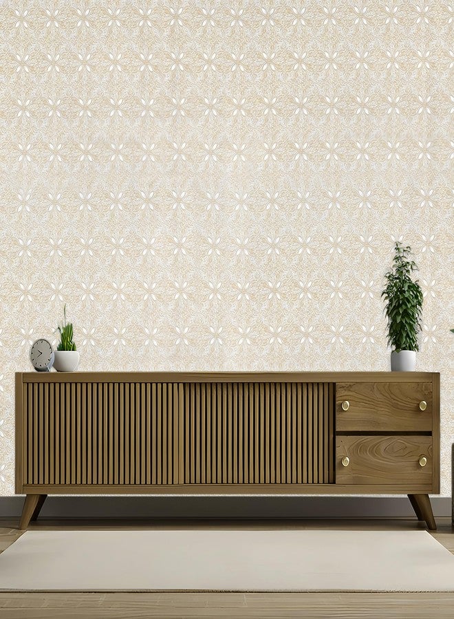 HOMEMATES Self-Adhesive Wallpaper Waterproof Old Furniture Vinyl Stickers Wooden Door Wardrobe Desktop PVC Wall Papers 45 X 304 CM- (Golden Flowers) - Image 4